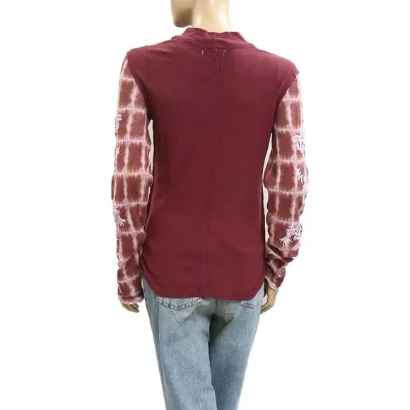 Free People We The Free Rose Kiss Tee Blouse Top Floral Embroidered M NWD 281806 - Picture 7 of 11